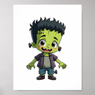 Frankensteins Monster - Niedlicher Halloween-Carto Poster