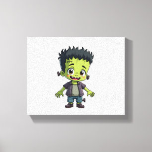 Frankensteins Monster – Süßer Halloween-Cartoon-Sh Leinwanddruck