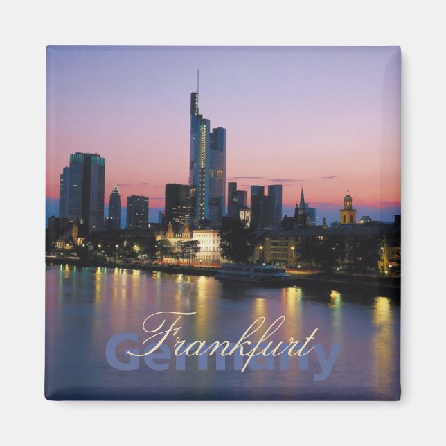 Frankfort Germany Nighttime Foto Souvenir Magnete Magnet (Vorne)