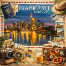 Frankfurt bei Dämmerung – Reflexionen am Main