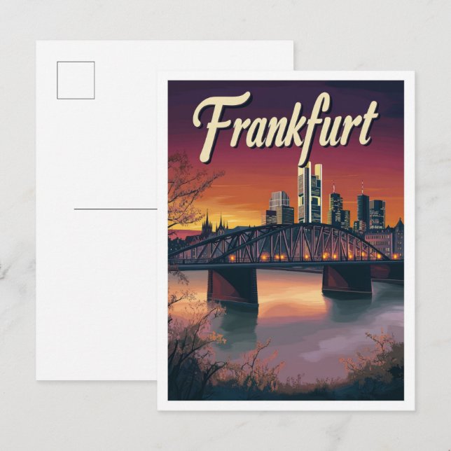 Frankfurt Deutschland Art Vintage Travel Illustrat Postkarte (Vorne/Hinten)