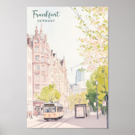 Frankfurt Deutschland Gouache Art Illustration Rei Poster
