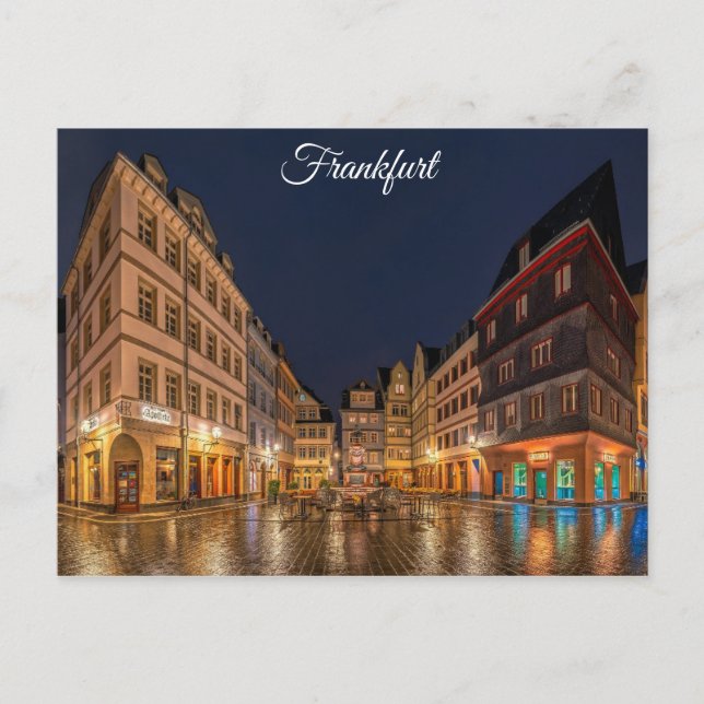 Frankfurt Deutschland im Night City Travel Foto Postkarte (Vorderseite)