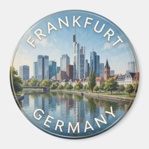 Frankfurt Deutschland Main Fluss Skyline Magnet