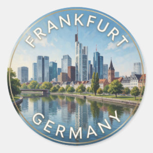 Frankfurt Deutschland Main River Skyline Runder Aufkleber