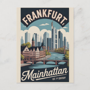 Frankfurt Deutschland Retro-Skyline Stadtansicht R Postkarte