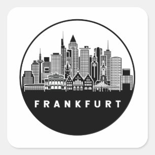 Frankfurt Deutschland Skyline Quadratischer Aufkleber