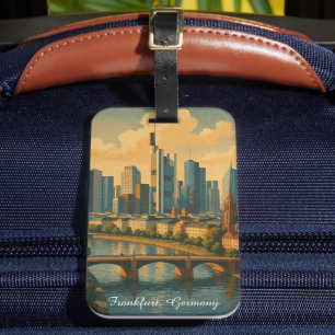 Frankfurt Deutschland Skyline Vintage Travel Gepäckanhänger