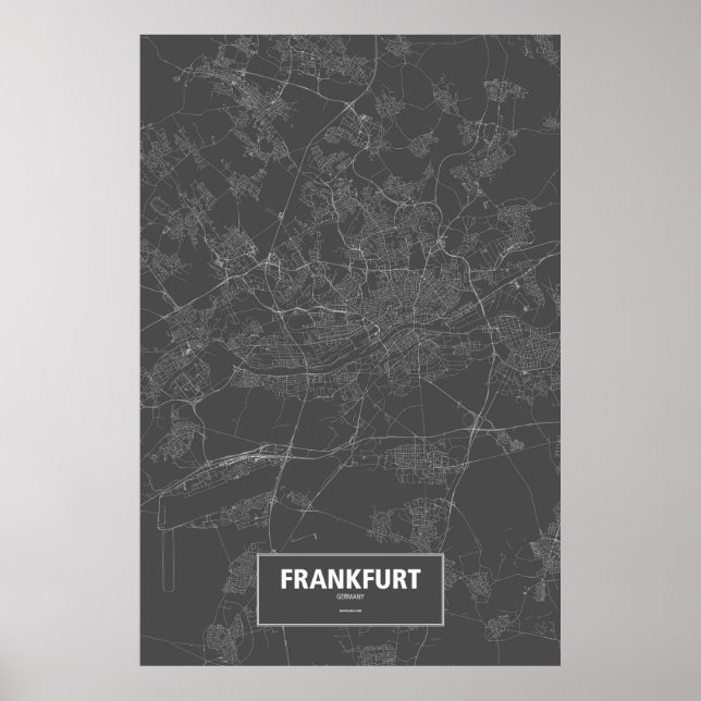 Frankfurt, Deutschland (weiß auf schwarz) Poster (Vorne)