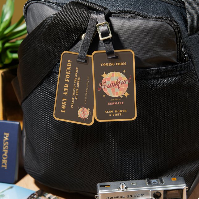 Frankfurt FFM Deutschland Retro Vintage Travel Gepäckanhänger (Von Creator hochgeladen)