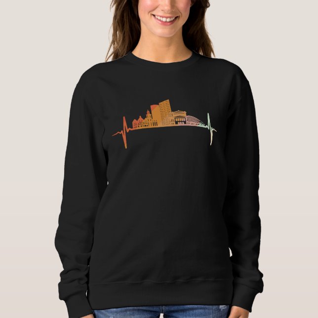 Frankfurt skyline heartbeat retro vintage style sweatshirt (Vorderseite)