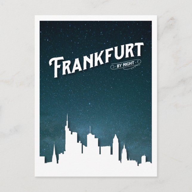 Frankfurt Skyline nach Nacht, Deutschland Postkarte (Vorderseite)