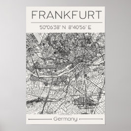 Frankfurt Stadtplan Poster Moderne Minimale Stadt