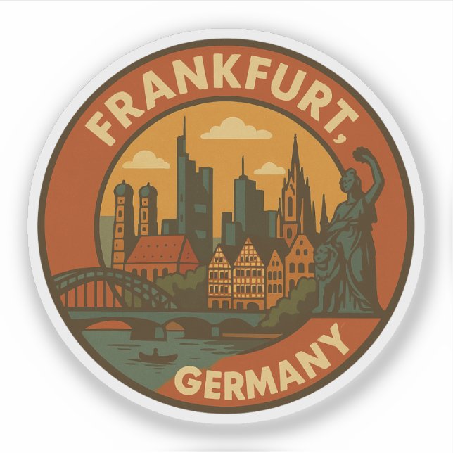 Frankfurter deutsche Skyline Aufkleber (Vorderseite)