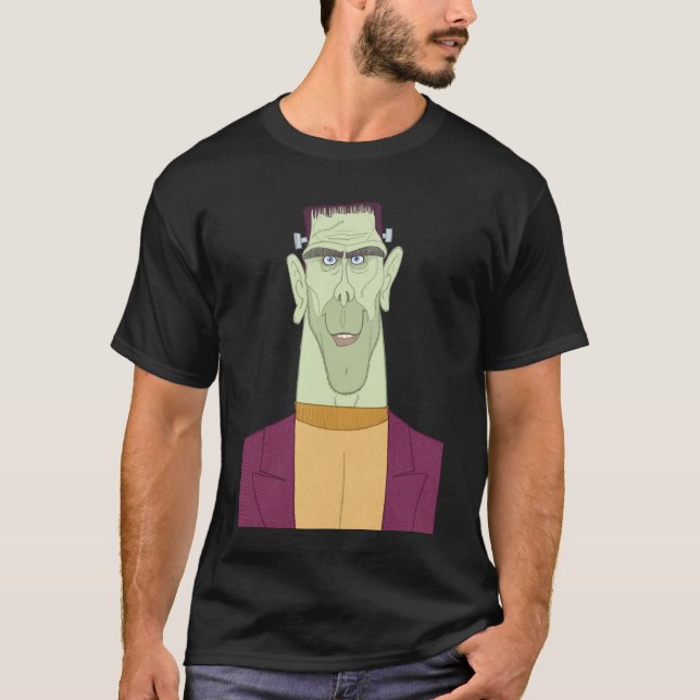 Frankie ist ein Leben! Modernes Cartoon Halloween  T-Shirt (Vorderseite)