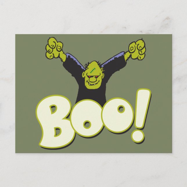 Frankie Superhero - Frankenstein Monster Halloween Postkarte (Vorderseite)