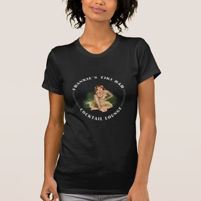 Frankie's Tiki Bar Hula Girl Cocktail Lounge T-Shirt (Vorderseite)