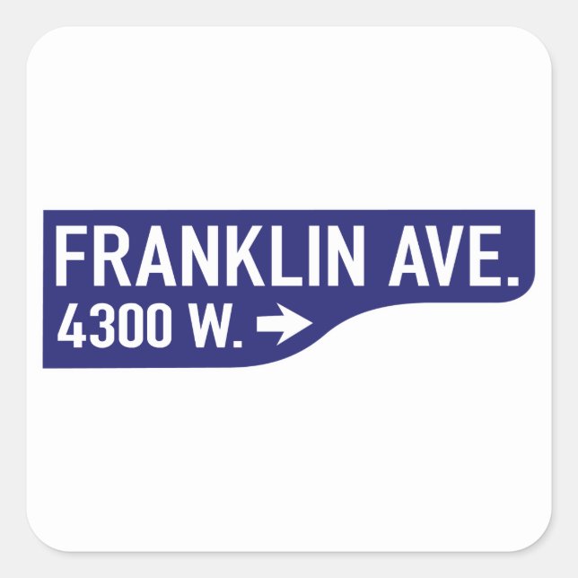 Franklin Avenue, Los Angeles, CA Street Sign Quadratischer Aufkleber (Vorderseite)