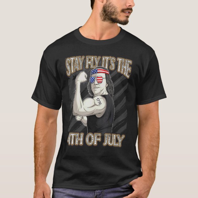 Franklin Benjamin 4. Juli Patriotische Flagge der  T-Shirt (Vorderseite)