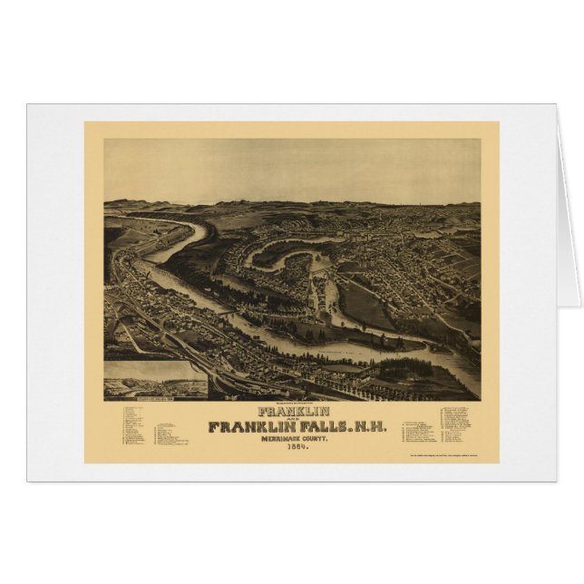 Franklin, carte panoramique de NH - 1884 (Devant horizontal)