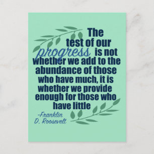 Franklin D. Roosevelt Inspirational Progress Quote Postkarte