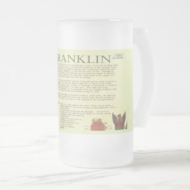 Franklin Familienname Beer Tasse (VorderseiteRechts)