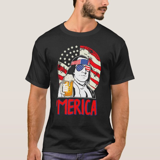 Franklin Merica  4th of July Merica Men Boys Ameri T-Shirt (Vorderseite)