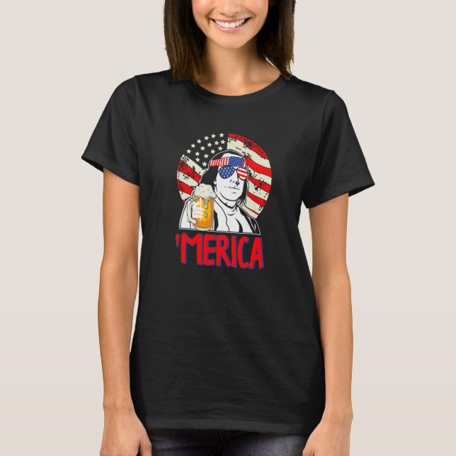 Franklin Merica  4th of July Merica Men Boys Ameri T-Shirt (Vorderseite)