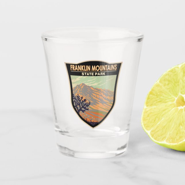 Franklin Mountains Staat Park Texas Vintag Schnapsglas (Vorderseite)