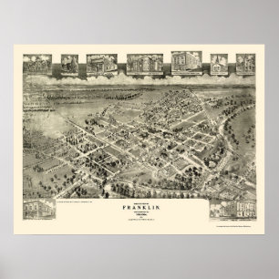 Franklin, panoramische Karte VA - 1907 Poster