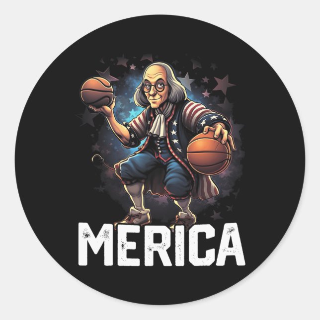 Franklin Play Basketball Bball-Spieler Runder Aufkleber (Vorderseite)