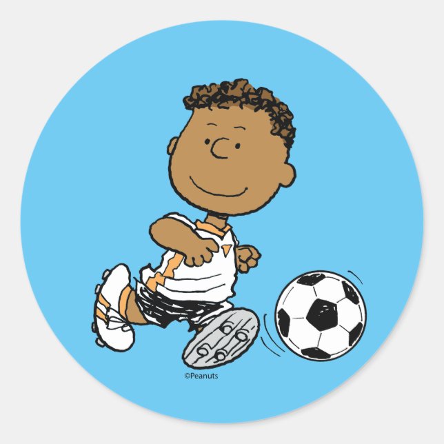 Franklin Playing Soccer Runder Aufkleber (Vorderseite)