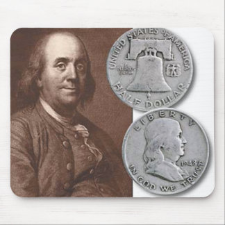 Franklin-Porträt mit halben Dollars Mousepad