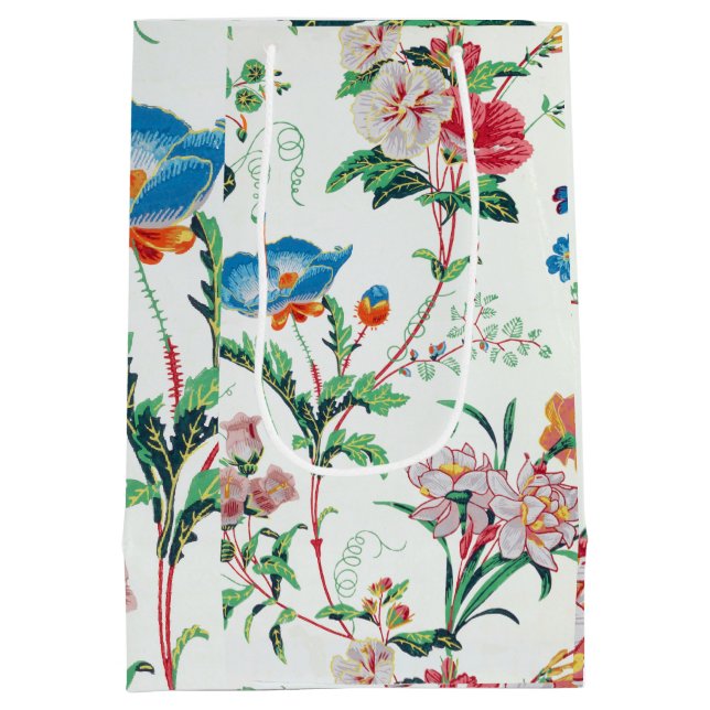 Frankreich 1830 Florale Antike Tapete Mittlere Geschenktüte (Rückseite)