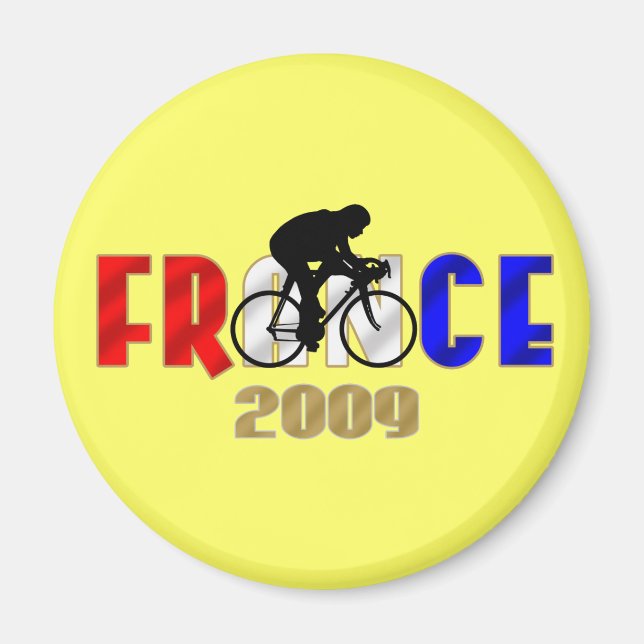 Frankreich 2009 Gelber Fahrradaufkleber für Fahrra Magnet (Vorne)