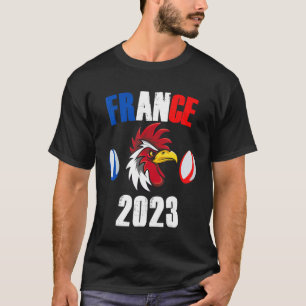 Frankreich 2023 Rugby Unterstützer Welt Humor Hahn T-Shirt