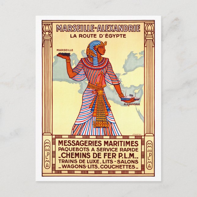 Frankreich Ägypten Das Vintage Travel Poster Postkarte (Vorderseite)