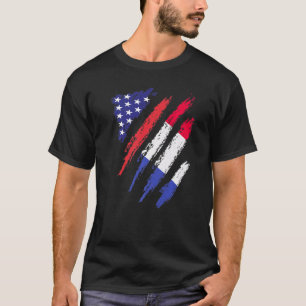 Frankreich Amerikanische gewachsene Flagge USA Pat T-Shirt