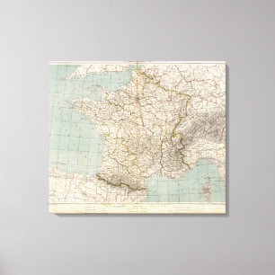 Frankreich-Atlas-Karte Leinwanddruck