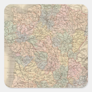 Frankreich-Atlas-Karte Quadratischer Aufkleber