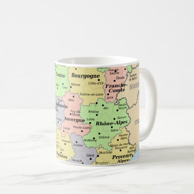 Frankreich auf der Weltkarte: Geografie Lover Kaffeetasse (VorderseiteRechts)