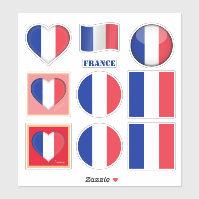 Frankreich Aufkleber und französische Flagge, Herz (Blatt)