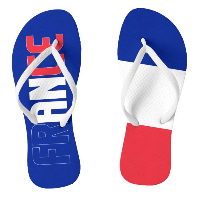 Frankreich - Beschriftung der Flaggen Rot-Blau-Wei Flip Flops (Fußbett)