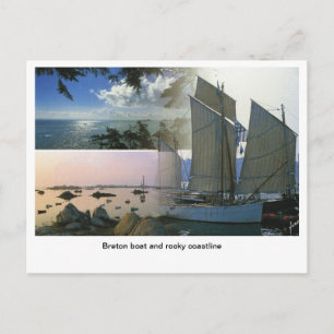 Frankreich, Bretonisches Schiff und Felsenküste Postkarte