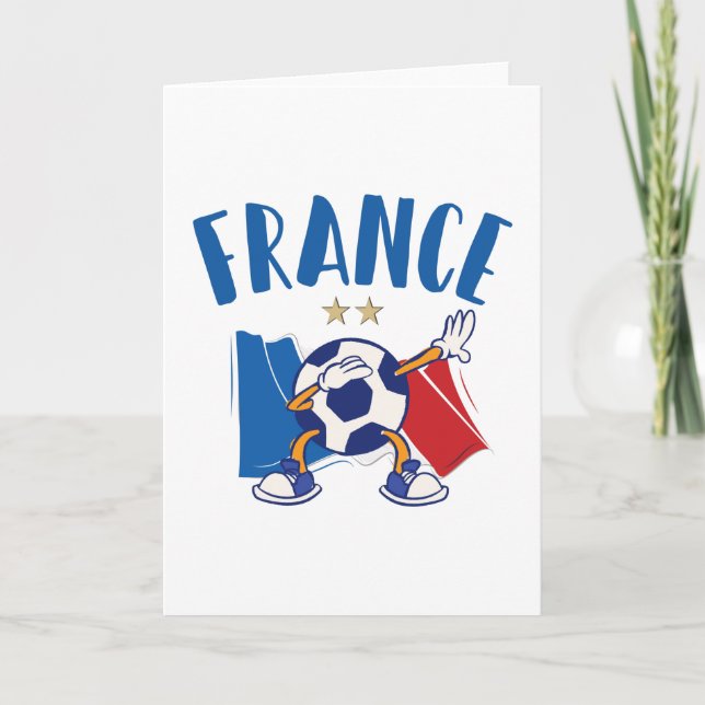 Frankreich Dabbing Fußball-Flagge 2 Sterne Karte (Vorderseite)