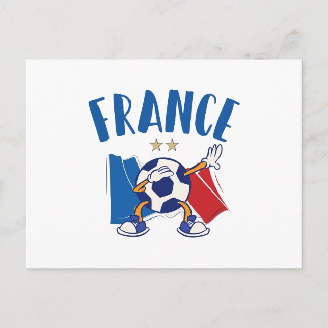 Frankreich Dabbing Fußball-Flagge 2 Sterne Postkarte (Vorderseite)