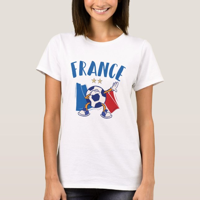 Frankreich Dabbing Fußball-Flagge 2 Sterne T-Shirt (Vorderseite)