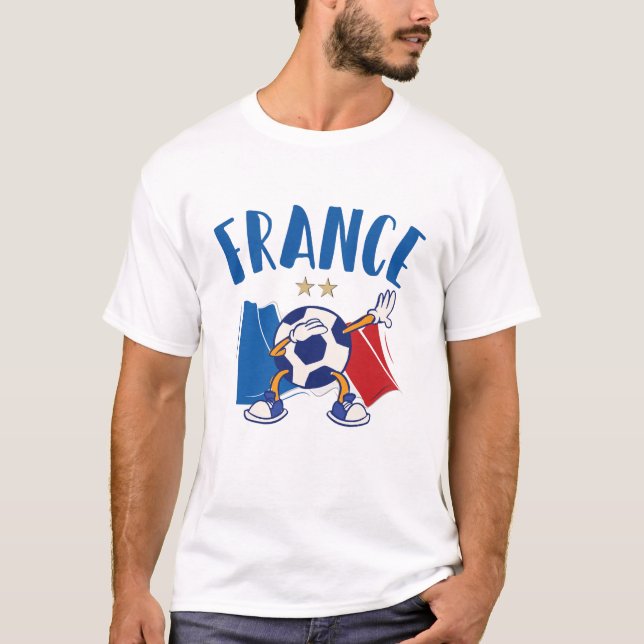 Frankreich Dabbing Fußball-Flagge 2 Sterne T-Shirt (Vorderseite)