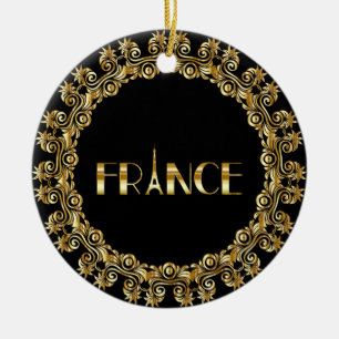 Frankreich, Eiffelturm, Gold Design Keramik Ornament