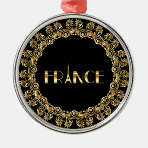 Frankreich, Eiffelturm, Gold Design Ornament Aus Metall